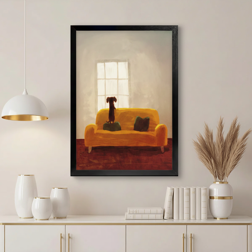 Dachshund Window Dreamer – Painterly Dog Wall Art