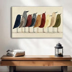 Mid-Century Modern Birds Row Minimalist Canvas Art