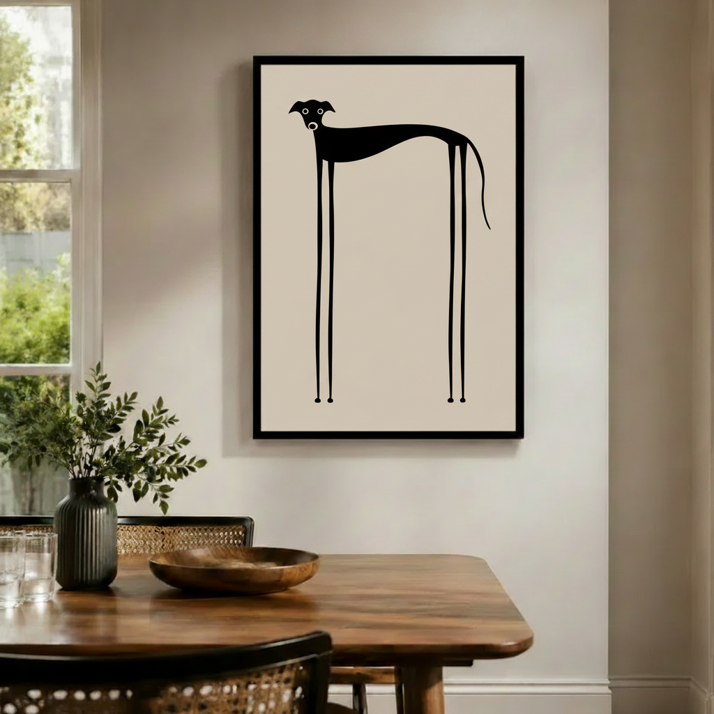 Tall Greyhound Minimalist Line Art Canvas