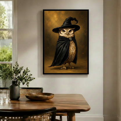 Wise Owl Japandi Vintage Oil Canvas Art