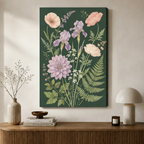Dark Botanical Floral Garden Illustration Canvas Art