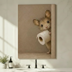 Funny Mouse Toilet Paper Roll Canvas Art w7043