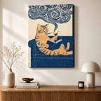 模板2 - 版画慵懒猫