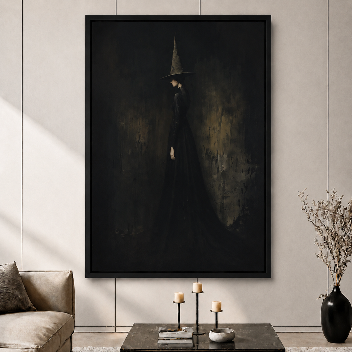Dark Witch Portrait Gothic Moody Canvas Art