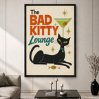 Bad Kitty Lounge Retro Mid-Century Canvas Art