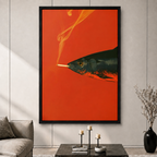 Surreal Smoking Fish Red Pop Art Canvas