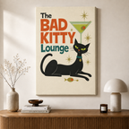 Bad Kitty Lounge Retro Mid-Century Canvas Art