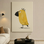 Scruffy Yellow Bird Big Beak Canvas Wall Art