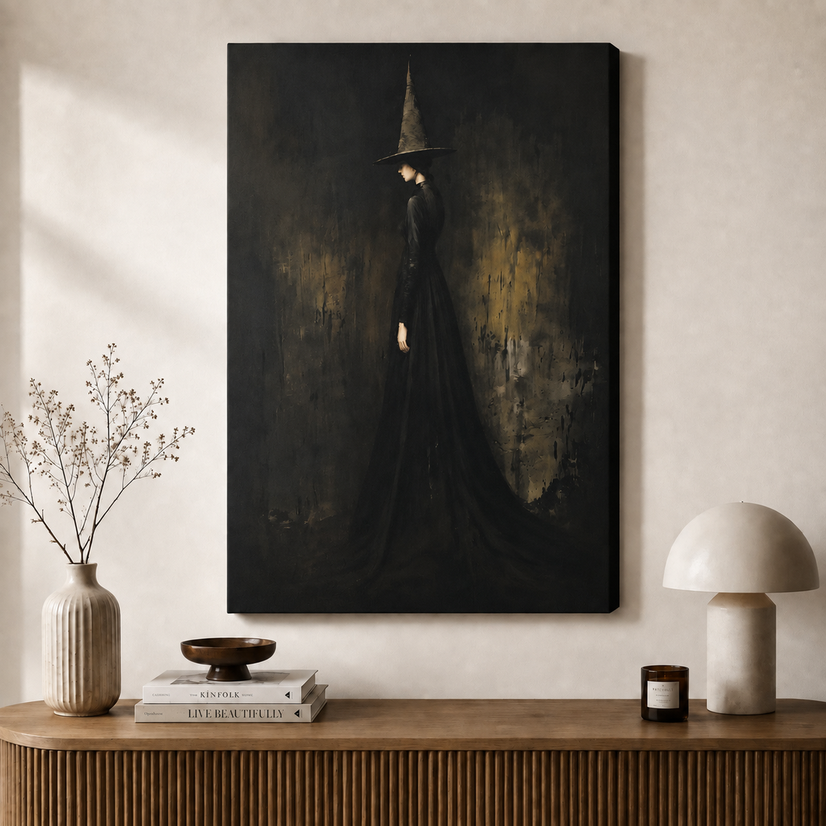 Dark Witch Portrait Gothic Moody Canvas Art