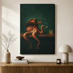 Cowboy Octopus Whiskey Dark Gothic Canvas Art