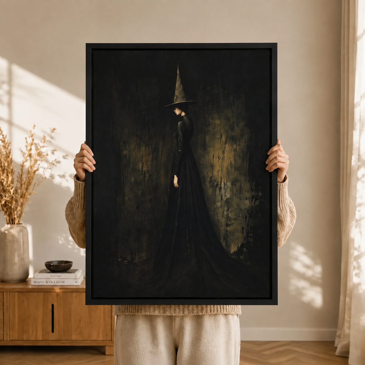 Dark Witch Portrait Gothic Moody Canvas Art