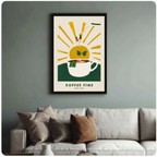 Whimsical coffee cup diver illustration canvas – gallery-grade print for kitchen or dining room wall