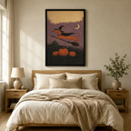 Halloween Dachshund Witch Broom Canvas Art