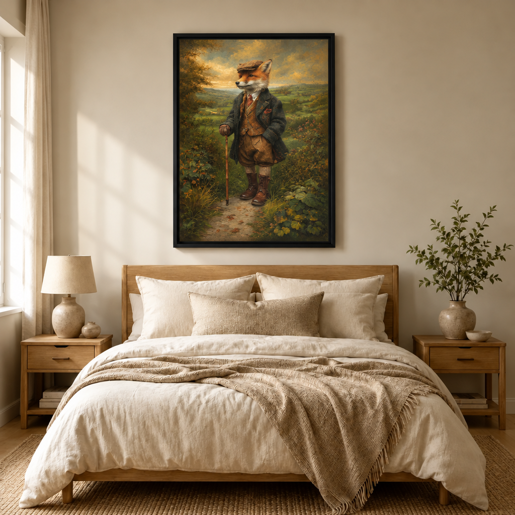 Dapper Fox Gentleman Oil Painting Canvas Art