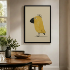 Scruffy Yellow Bird Big Beak Canvas Wall Art