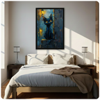 Impressionist Black Cat Night Canvas Art w6606