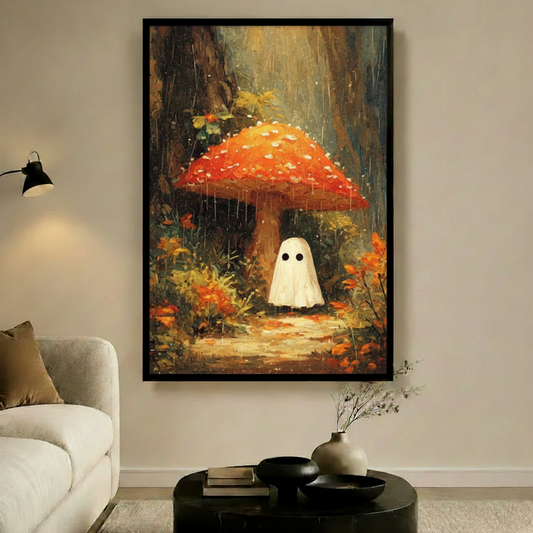 Rainy Day Ghost Mushroom Canvas Wall Art