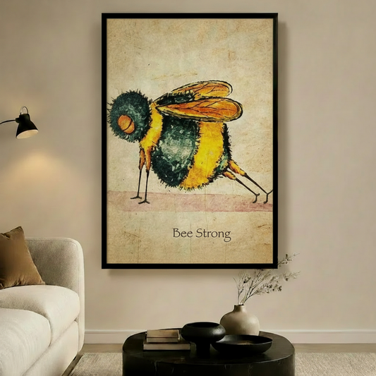 Bee Strong Whimsical Bumblebee Canvas Wall Art