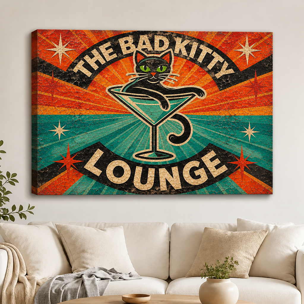 The Bad Kitty Lounge  Bar Canvas Art