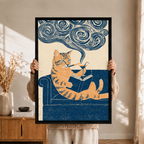 模板3 - 版画慵懒猫