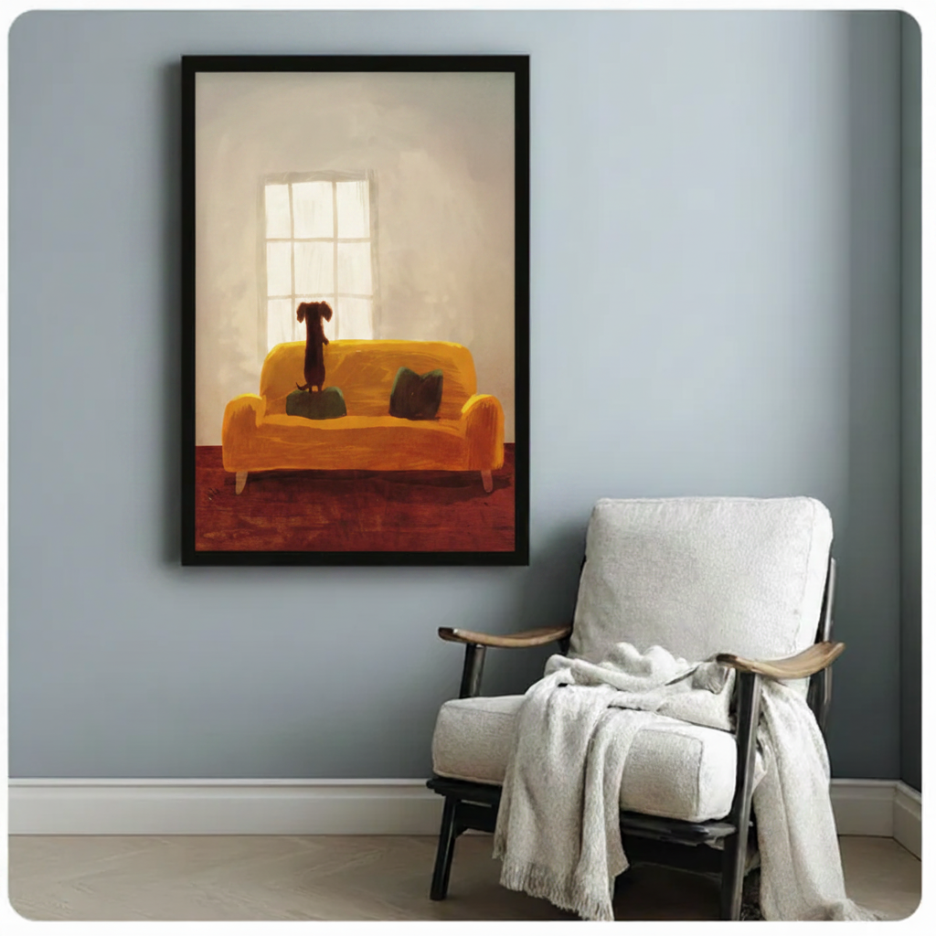Loyal Companion Minimalist Dog Sofa Canvas Art