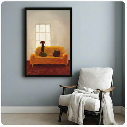 Loyal Companion Minimalist Dog Sofa Canvas Art