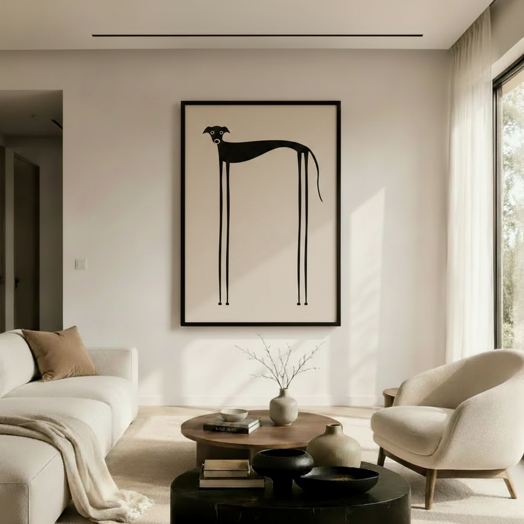 Tall Greyhound Minimalist Line Art Canvas