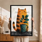 模板3 - 橙虎斑猫抱盆栽