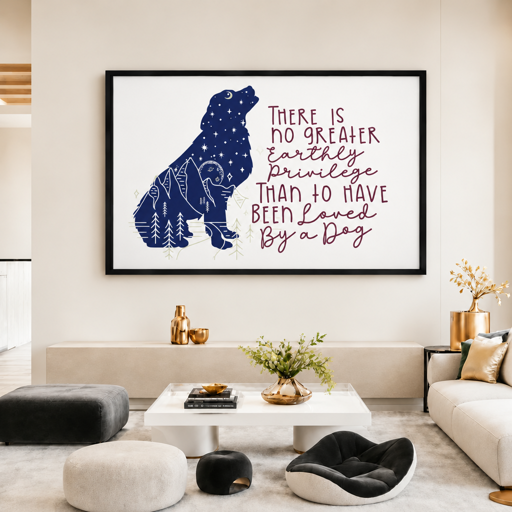 Loved By a Dog Celestial Quote Canvas Art