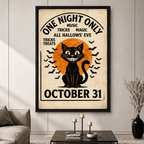 Halloween Black Cat Vintage Poster Canvas