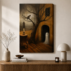 Moody Ghost Cat Candle Gothic Canvas Art