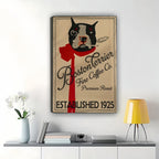 Vintage Boston Terrier Coffee Co Wall Art – Retro Dog Coffee Advertisement Framed Print | W2304