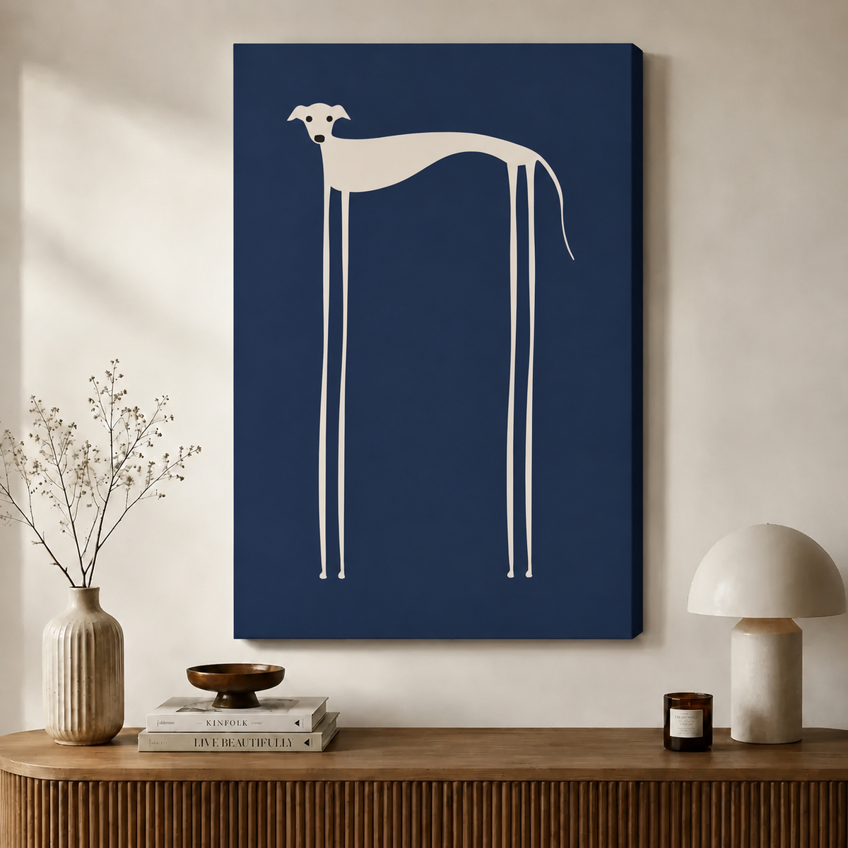 Modern Abstract Long Leg Dog Canvas Art
