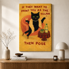 Villain Pose Black Cat Canvas Art