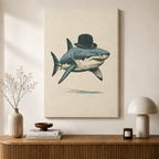 Vintage Dapper Shark Canvas Wall Art