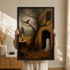 Moody Ghost Cat Candle Gothic Canvas Art