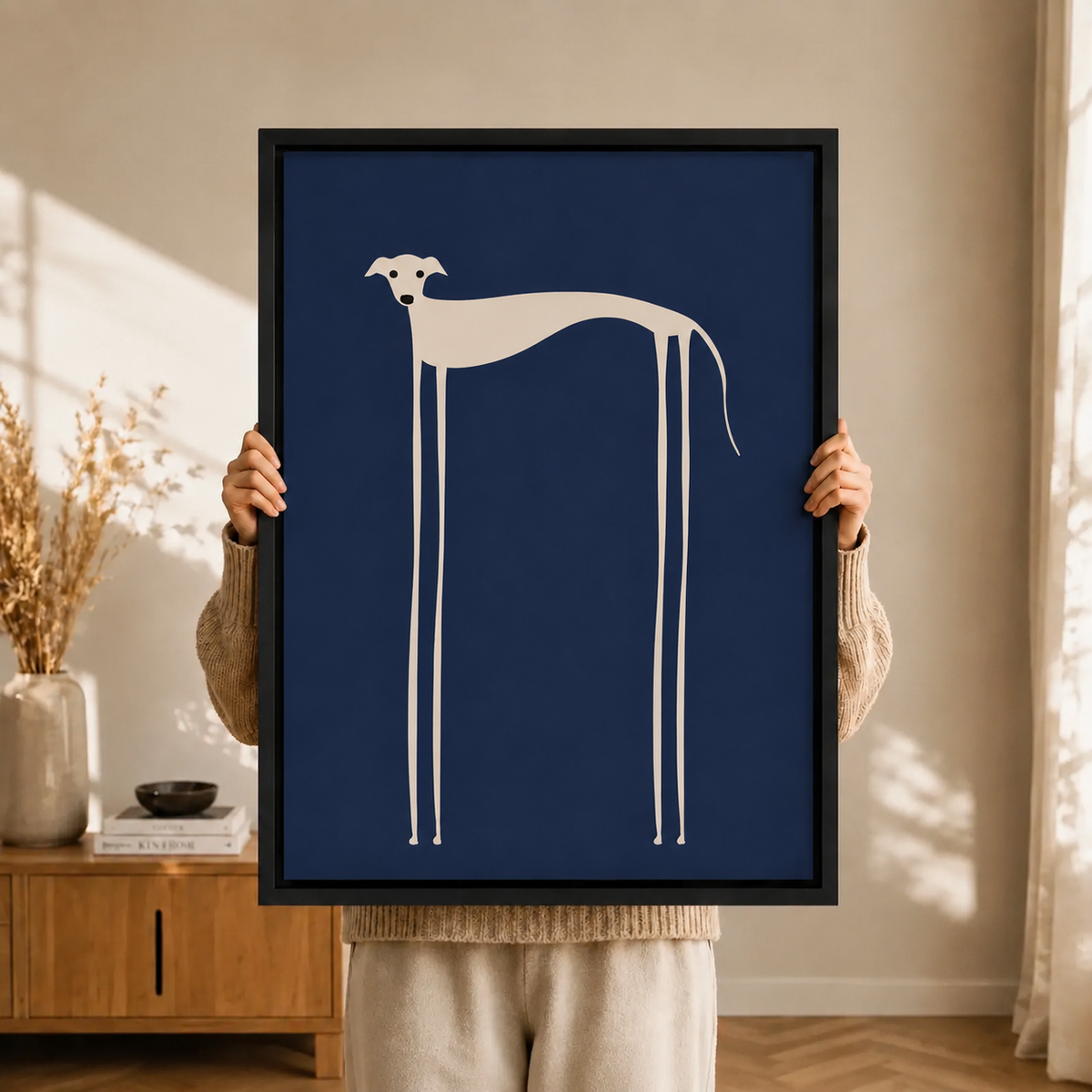 Modern Abstract Long Leg Dog Canvas Art