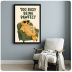 Pawfect Golden Retriever Funny Poster Canvas Art w6616
