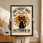Halloween Black Cat Vintage Poster Canvas