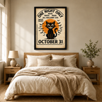 Halloween Black Cat Vintage Poster Canvas