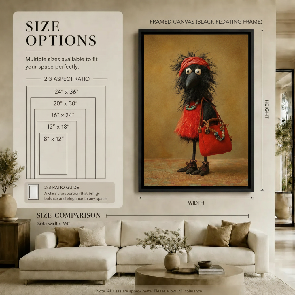 Whimsical Crow Fashion Vintage Canvas Print