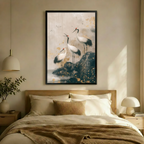 Red-Crowned Cranes Japanese Canvas Wall Art