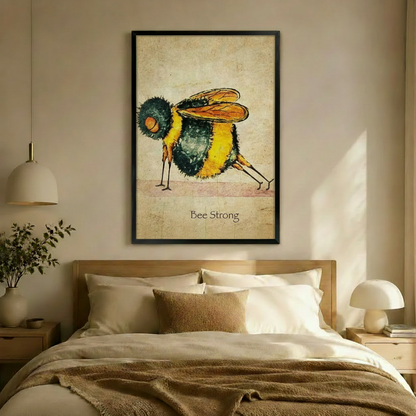 Bee Strong Whimsical Bumblebee Canvas Wall Art