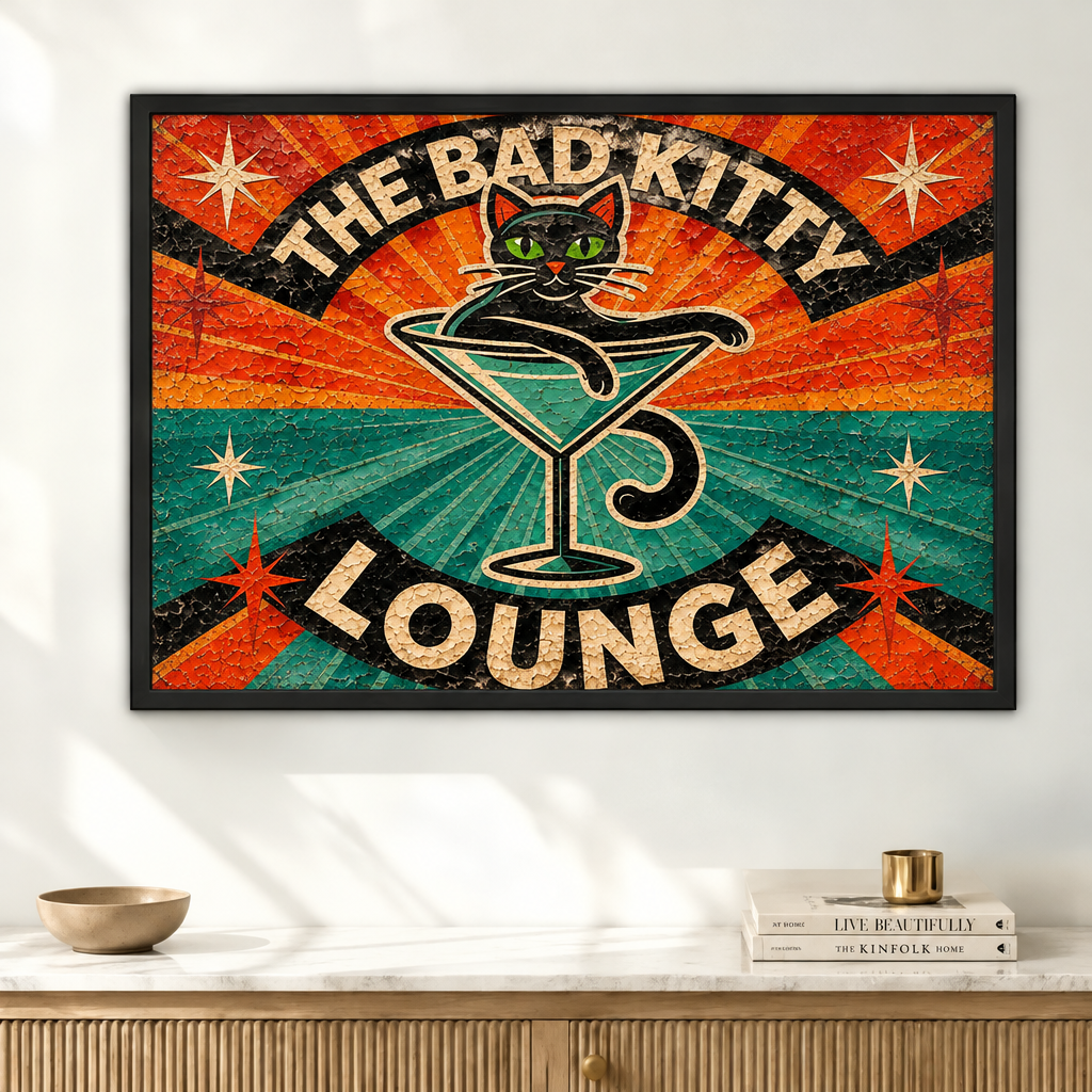 The Bad Kitty Lounge  Bar Canvas Art
