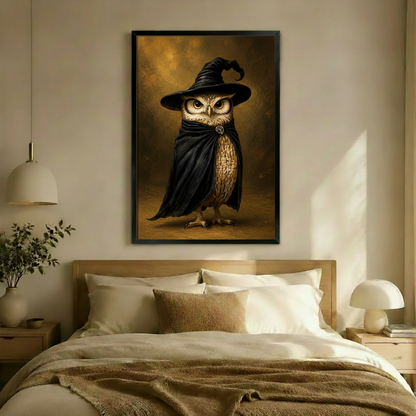 Wise Owl Japandi Vintage Oil Canvas Art