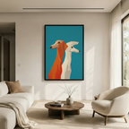 Two Greyhounds Modern Bauhaus Canvas Wall Art
