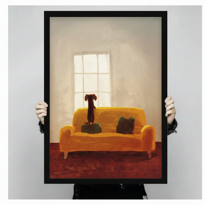 Loyal Companion Minimalist Dog Sofa Canvas Art