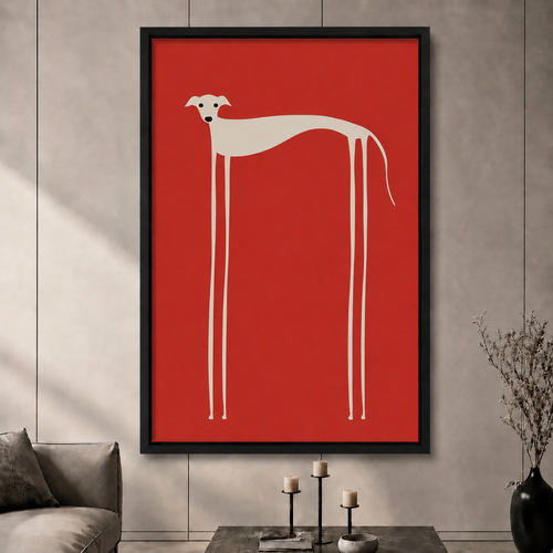 High-end bold red abstract long leg dog canvas decorative painting