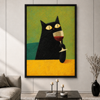Black Cat Red Wine Modern Canvas Wall Art