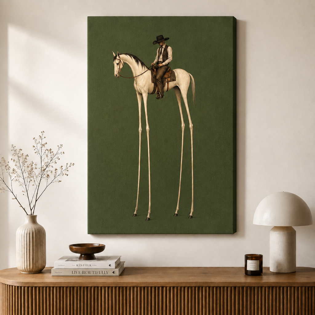 Long Legs Cowboy Horse Canvas Art